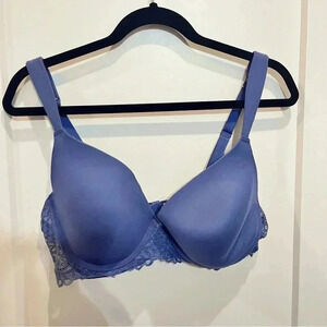 Lucky Brand Cornflower Medium Blue 38B bra with lace band underwire lined